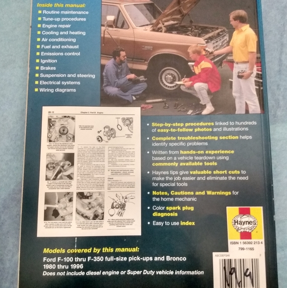 Haynes Repair Manual for Ford Pickups & Broncos. 1980-1996 - Picture 2 of 3